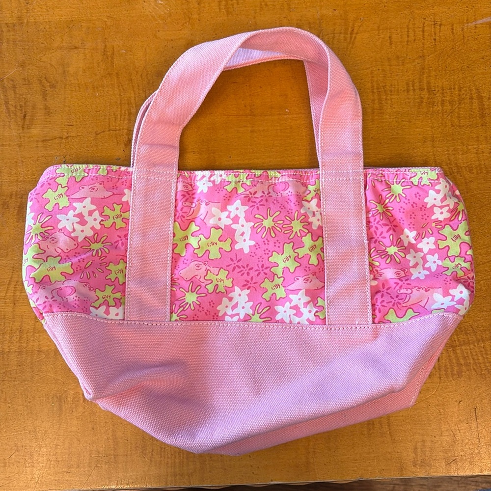 Lilly Pulitzer Pink Floral Canvas Bag Small